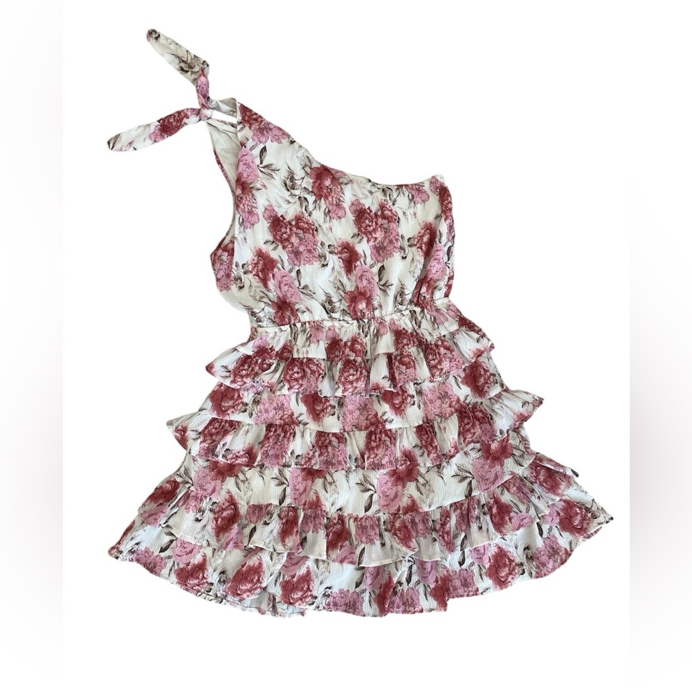 Floral One shoulder Mini Dress Aiyana Size 6 multi-color